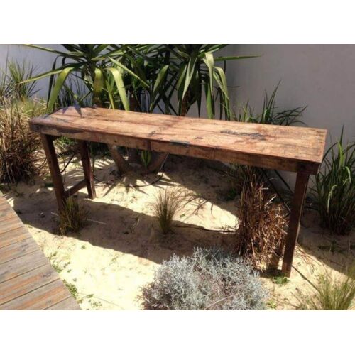 Console Vintage Pliante En Bois Marron