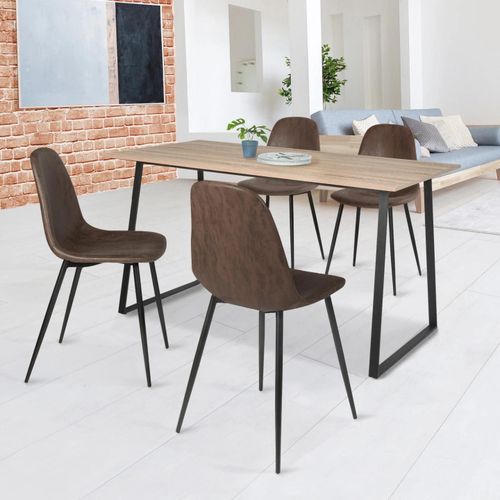 Lot De 4 Chaises Vintage Dali Marron Pour Salle À Manger