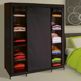 Armoire De Rangement Noire Dressing Penderie Xxl Tissu