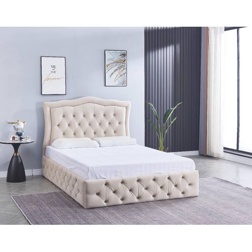 Cadre De Lit Trend Velours Beige Vendu Sans Sommier
