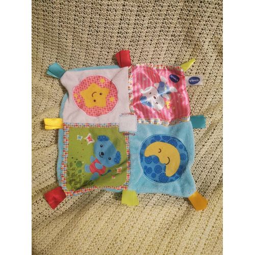 Doudou Plat Lune Étoile Ours Étiquette Vtech