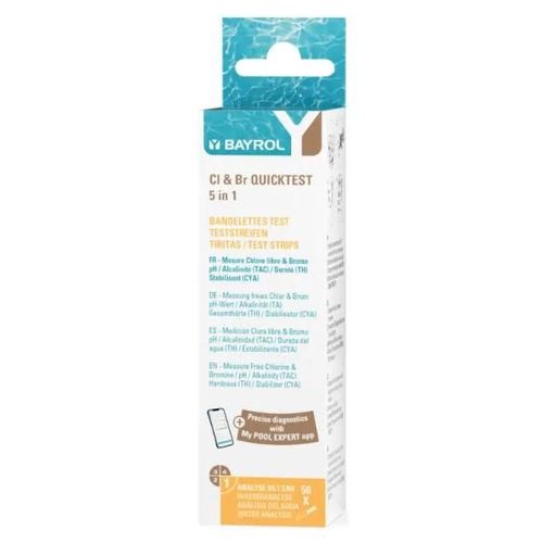 Bandelettes d'analyse Bayrol TEST Cl&Br/pH/TH/TAC/CYA