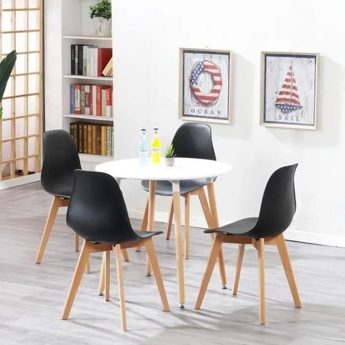 Lot De 4 Chaises De Salle À Manger Noir - Chaise Scandinave - Chaise Bois