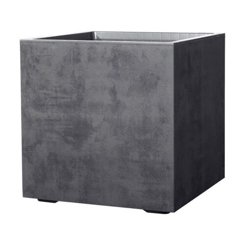 Pot De Fleur Cube - Deroma - Millennium R - Anthracite - A Réserve D'eau - Roulettes - 49 Cm