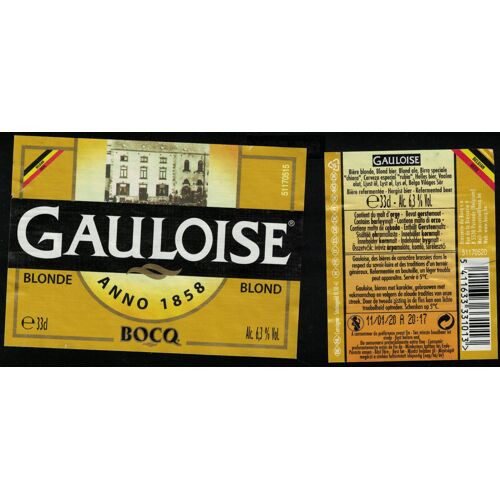 Belgique Lot 2 Étiquettes Bière Beer Labels Gauloise Blonde Bocq