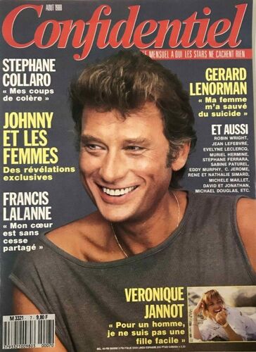 Confidentiel 7 1988 Johnny Hallyday/Lenorman/Jannot/Lalanne/Collaro/David Et Jonathan/Maillet/Croisille/Maccione/Ferrara/Carole Bouquet/C Jerome/Simard/Cutugno/Uher/Sabine Paturel/Mas