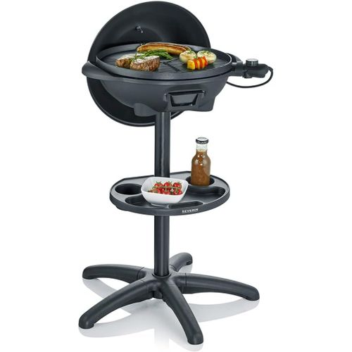 Barbecue Électrique 2 000 W Avec Grille En Fonte D'Aluminium,Barbecue Sur Pieds Avec Couvercle Et Thermomètre Intégré,Ebbq Avec Grande Surface De Cuisson Lisse Et Rainurée,Noir,Pg 8541
