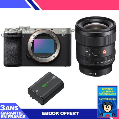Boitier Sony A7C II Silver + FE 24mm f/1.4 GM + 1 Sony NP-FZ100 + Ebook 'Devenez Un Super Photographe'