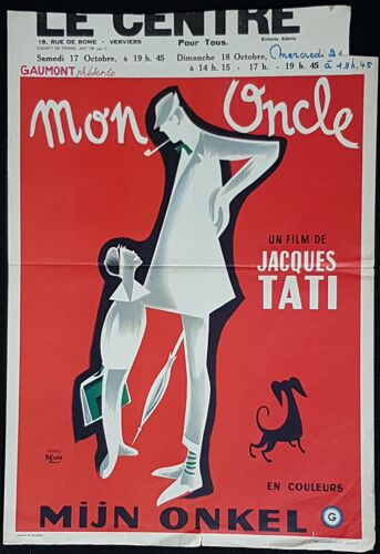 Mon Oncle * Réalisation Jacques Tati - Film 1958 - Affiche De Cinéma Originale Belge - 35,5x51,5 Cm Jacques Tati - Movie Poster * Jacques Tati ; Jean-Pierre Zola ; Alain Becourt - My Uncle