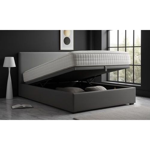 Lit Coffre Colisée En Tissu Sampur : 180 X 200 Cm / Noir / Lit Seul