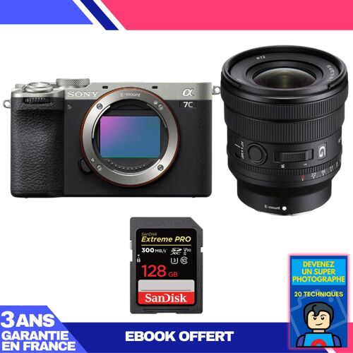 Boitier Sony A7C II Silver + FE PZ 16-35mm f/4 G + 1 SanDisk 128GB Extreme PRO UHS-II SDXC 300 MB/s + Ebook 'Devenez Un Super Photographe'