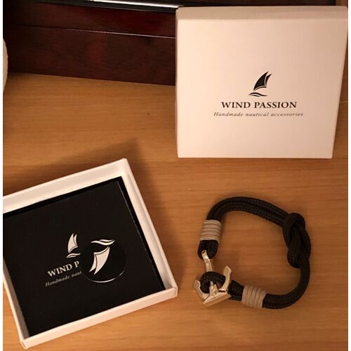 Wind Passion Bracelet Ancre Marron Acier Inoxydable Tressé Corde Pour Homme Et Femme, Taille Medium