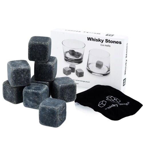 Pierres À Whisky En Granit Glaçons Réutilisables Avec Sac De Rangement