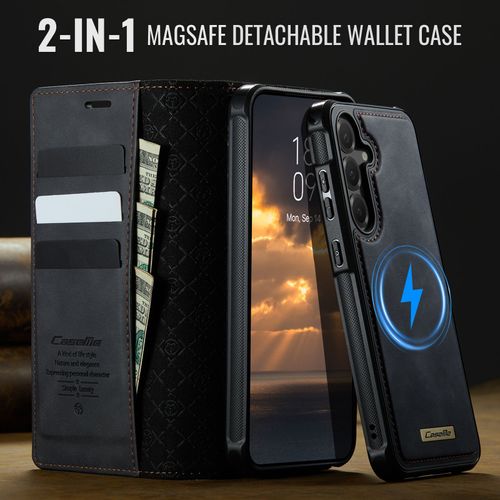 Coque Pour Samsung Galaxy S24 Fe,Étui Housse Samsung Galaxy S24 Fe Antichocsupport Pliable,Clamshell,Magnetic Detachable Function,2-In-1 Magsafe Detachable Wallet Case - Noir