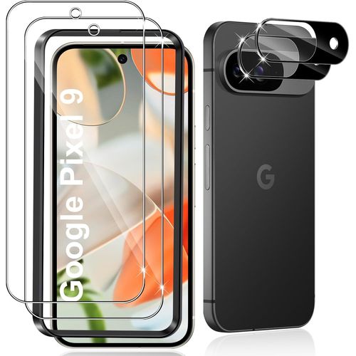 CAUC-2 Pièces Verre Trempé pour Google Pixel 9, 2 Pièces Caméra Arrière Protecteur (Noire), 9H Dureté Anti-Rayures Vitre Trempé, HD Sans Bulles Ultra Résistant Protection écran