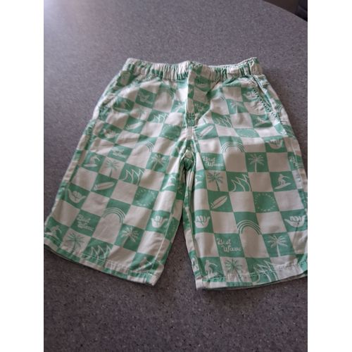 Short A Carreaux Vert Et Blanc "T- 12 Ans" Tape À L'Oeil" Garçon