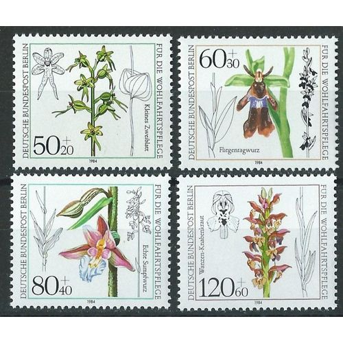 Berlin 1984 Allemagne Fédérale 4 Timbres Neufs** Très Belle Série Sur Les Fleurs Orchidées N° 685 À 688
