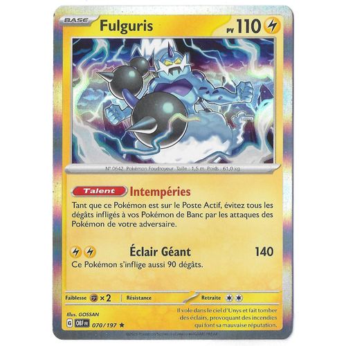 Fulguris 070 / 197 - Pv 110 - G Obf Fr - Carte Rare "Holo" Française - Ecarlate Et Violet - Flammes Obsidiennes