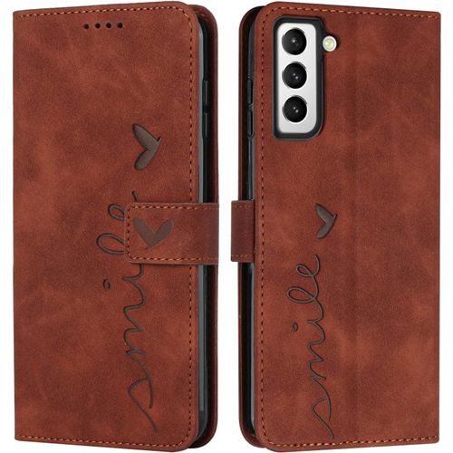 KAL-Coque Pour Samsung Galaxy S22, Étui Housse En Cuir Pu Premium Samsung Galaxy S22, Magnetique Flip [Pochette De Portefeuille], Etui De Protection Pour Samsung Galaxy S22 (#Marron)