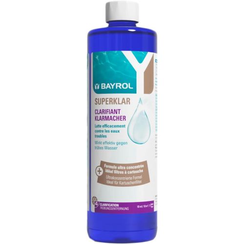 Filtre Piscine Clarifiant 500 ml - BAYROL Superklar Spécial Cartouche, Anti Eau Trouble, Floculant Entretien Filtration Spa