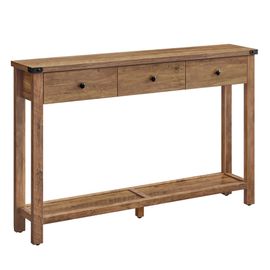 Table Console, Table D'entrée Avec 3 Tiroirs Et Étagère De Rangement, Pour Entrée, Salon, Style Campagnard, Marron Miel
