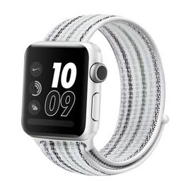Bracelet En Nylon Pour Apple Watch Ultra 49 Mm, Ultra 2, Series 9, 8, 7 (45 Mm), Se 3, Se 2, 6, Se, 5, 4 (44 Mm), Et 3, 2, 1 (42 Mm) - Rayures Blanches