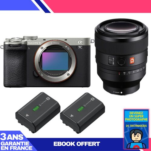 Boitier Sony A7C II Silver + FE 50mm f/1.2 GM + 2 Sony NP-FZ100 + Ebook 'Devenez Un Super Photographe'
