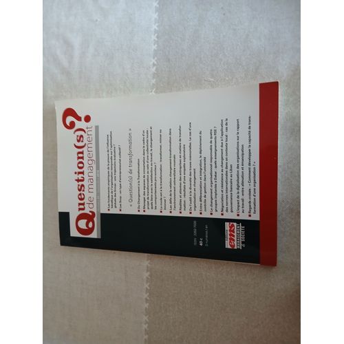 Question(S) De Management ? Editions Ems Numero 21 Septembre 2018 Sujet Transformation