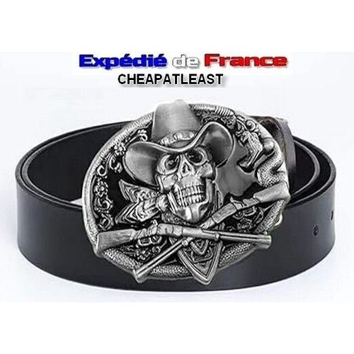 Ceinture Ceinturon Avec Boucle Amovible Tête De Mort Cowboy & Cobra Western Country Madison Ghost Rider Usa Winchester