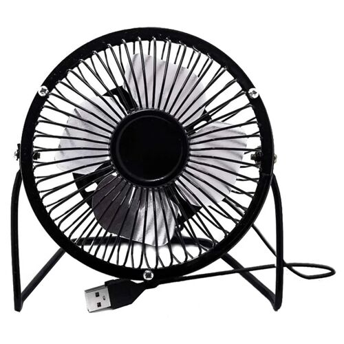 HJLIAN Mini ventilateur de bureau portable, alimente par USB, rotation a 360¡ã, silencieux, 4 pales, 4 pouces, noir, 5 V