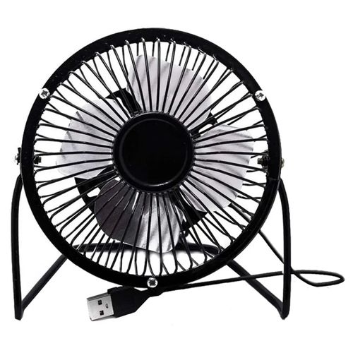 HJLIAN Mini ventilateur de bureau portable, alimente par USB, rotation a 360¡ã, silencieux, 4 pales, 4 pouces, noir, 5 V