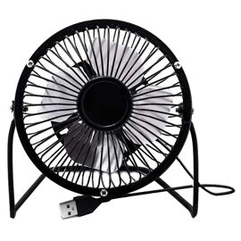 HJLIAN Mini ventilateur de bureau portable, alimente par USB, rotation a 360¡ã, silencieux, 4 pales, 4 pouces, noir, 5 V