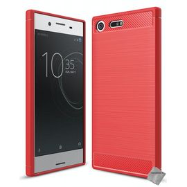 Housse Etui Coque Silicone Gel Carbone Pour Sony Xperia Xz Premium + Film Ecran - Rouge