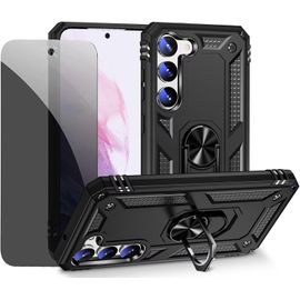 CAUC-Coque pour Samsung Galaxy S23 Plus Noir étui de Protection avec Protecteur d'écran en Verre de confidentialité Anti-Espion