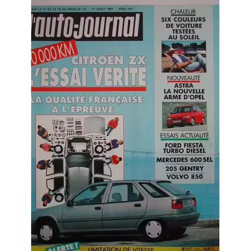Auto Journal 13 De 1991 Opel Astra,Nazca M12,Volvo 850 Glt,Mercedes 600 Sel,Ford Fiesta Td,Peugeot 205 Gentry,Clio Baccara,Citroen Zx Avantage,Dtm,Baja Aragon,Westfalia Nugget,Vw Passat