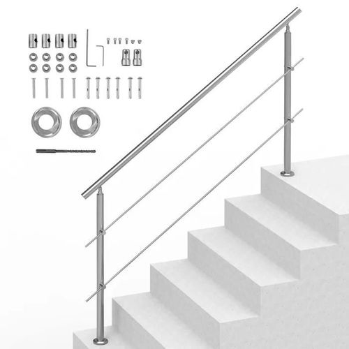 Rampes pour Marches Extérieures-Duoku-70,9 po-Kit de Rampe d'escalier en Acier Inoxydable avec Installation-2 Barres Transversales