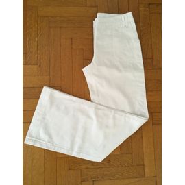 Pantalon Blanc Flare En Lin Et Coton Dorotennis Taille 40