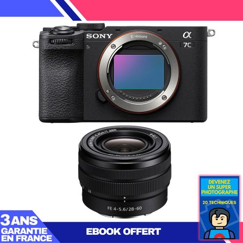 Boitier Sony A7C II Noir + FE 28-60mm f/4-5.6 + Ebook 'Devenez Un Super Photographe'