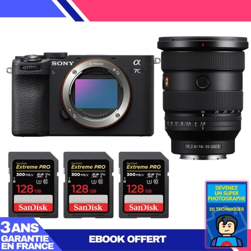Boitier Sony A7C II Noir + FE 16-35mm f/2.8 GM II + 3 SanDisk 128GB Extreme PRO UHS-II SDXC 300 MB/s + Ebook 'Devenez Un Super Photographe'