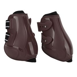 Guetres De Protection Pour Tendons De Cheval, Souples, Respirantes, Antiderapantes, Reglables, Coque En Pu, Pour Pattes Arriere Marron, Taille L