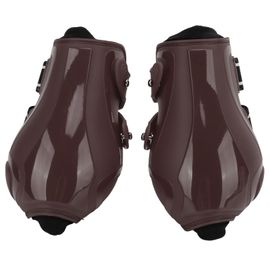Hjlian Guetres De Protection Pour Tendons De Cheval, Souples, Respirantes, Antiderapantes, Reglables, Coque En Pu, Pour Pattes Arriere Marron, Taille M