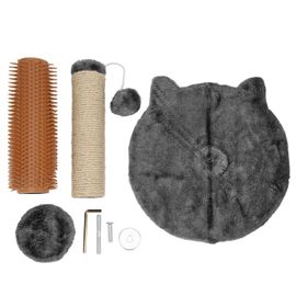 Hjlian Arbre A Chat Pliable En Sisal, Multifonctionnel, Haut, Avec Base En Peluche, Pour Chats Et Chatons D'interieur, Gris Fonce