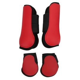 Hjlian Lot De 4 Guetres De Protection Pour Tendons De Cheval, Souples, Antiderapantes, Avec Coque En Pu, Pour Chevaux, Rouge, Taille Xl