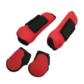 Lot De 4 Guetres De Protection Pour Tendons De Cheval, Souples, Antiderapantes, Avec Coque En Pu, Pour Chevaux, Rouge, Taille L