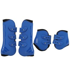 Lot De 4 Guetres Avant Et Arriere Pour Cheval, En Neoprene, Resistantes Aux Chocs, Pour Le Saut, Les Sports A Grande Vitesse, Bleues, Avant Et Arriere, Taille L