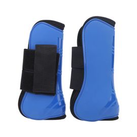 Hjlian Guetres De Protection Pour Tendons De Cheval, Coque Epaisse En Pu, Protection Des Jambes Pour Competition De Saut D'obstacles, Bleu, Xl, Devant