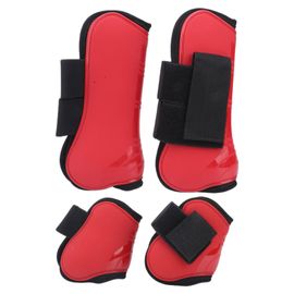 Guetres De Protection Pour Tendons De Cheval, Coque En Pu Epaisse, Protege-Jambes D'equitation, Rouge, Taille M