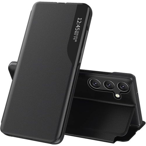 Kal-Cover Pour Samsung Galaxy A56 Coque Clear View Étui Smart Window Étui À Rabat Pc+Pu Housse Flip Folio Stand Case Support Pliable Antichoc Cover Pour Samsung Galaxy A56 Black Cc.