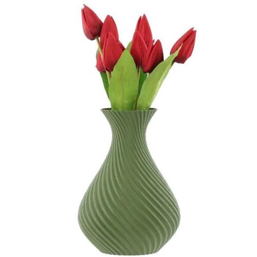 Vase à fleurs artificielles 3D vert haut 20cm plastique décoratif tasse
