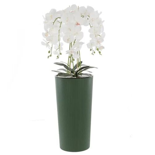Orchidée artificielle - BOTLE - H 107.5 cm - Pot moderne - Fleurs réalistes - Sans entretien